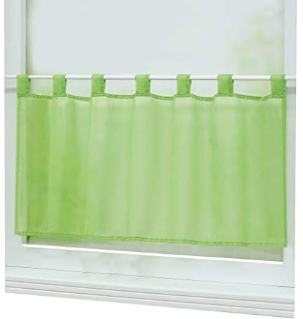 Joyswahl Scheibengardine Voile Bistrogardine Kurzstore Eva 45x120cm Grün | Unifarbige Gardine Stores,Transparent,1er Pack,Küchengardinen modern,Kurzgardine,Fenstergardinen Küchenfenster