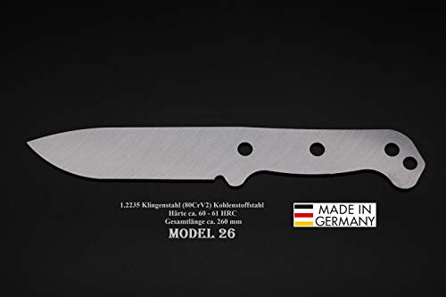 Rohling Messer Model 26 / 260mm Poliert Messerbau Messerstahl Messerklinge Klingenrohling Jagdmesser