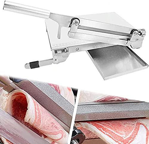 XYEJL Cortadora De Fiambre Manual,Espesor De Corte Ajustable Comercial Hogar Rebanadora De Acero Inoxidable Cepillado Alimentos Cortador De Carne,para Vegetal, Pez, Pollo, Filete, Pasteles