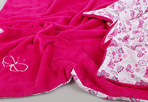 Kaarsgaren Babydecke für den Kinderwagen, leichte Decke für Baby, luftige Babydecke, doppellagige Kinderdecke (Pink Schmetterling, 70 x 100 cm)