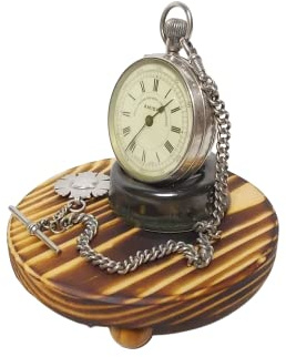 Inkwellinserts Pocket Watch Stand, Rack, Holder, Desk top Display for fob / Pocket Watch with Space for Chain Wood & Ceramic Handcrafted, 14 x 115 x 90 mms