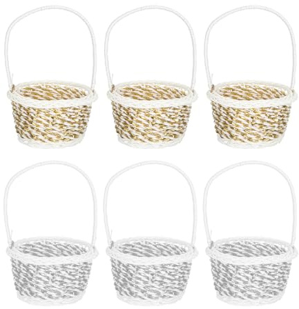 Happyyami 6 Pcs Mini Woven Baskets Hand Knitting Storage Basket Set Mini Baskets for Treats Fruit and Vegetable Storage Sundries Basket for Home Lightweight Portable
