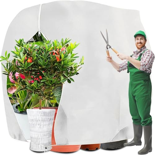 PHUSTJKL Winterschutz für Pflanzen 200x240cm Winterschutz für Kübelpflanzen Frostschutz, Atmungsaktiv Wiederverwendbar Pflanzenschutzhaube mit Reißverschluss Zugband für Balkonpflanzen-Weiß, 1 Stücke