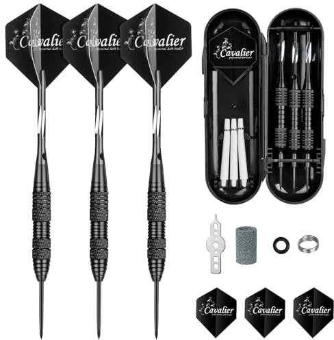flintronic Dart med stålspets, 3 st professionella dartpilar stålspets, 23 g, dart stålspets med aluminiumstänger med O-Rin/standard och smala plattor/pennvässare/fodral