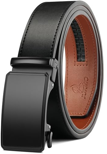 JUKMO Gürtel Herren, Ledergürtel Ratsche Automatikschließe, 35mm Breit Gürtel
