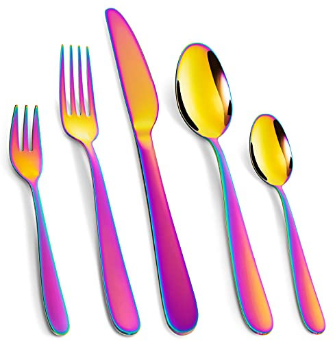 Besteck Set für 12 Personen, 60 teilig Essbesteck Set inkl. Messer, Gabel, Löffel, Hochwertiges Edelstahlbesteck, Spülmaschinenfest