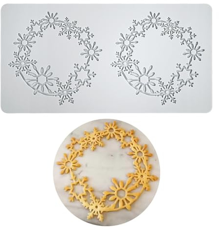 Silikon Fondant Spitze Matte, Zucker Handwerk Impression Form Essbare Kuchen Molekulare Küche Dekorieren, 2 Löcher Schneeflocken Kranz