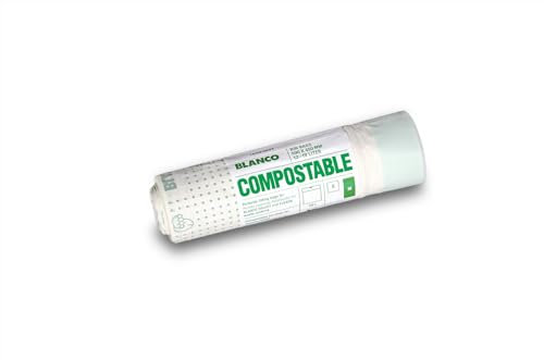 BLANCO Spazzatura compostabili 19 Litri | con Cordino | antistrappo | Sacchetto per rifiuti/Cestino | Facile smaltimento | plastica biodegradabile | Adatto per Select e FLEXON, Verde, M [15-19 Liter]