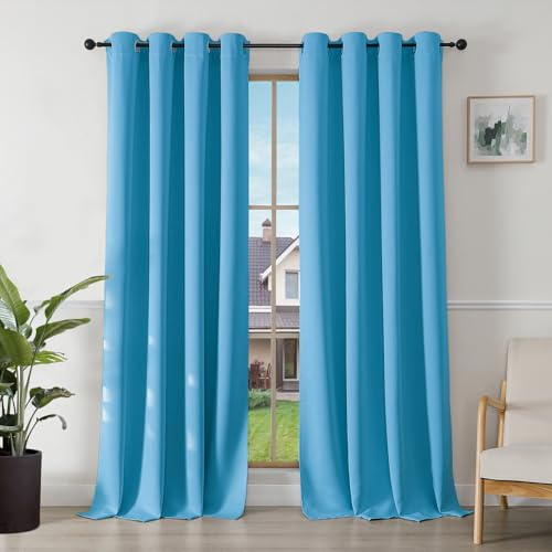 Joydeco Rideau Occultant 2 Pièces, Rideau Thermique Isolant Anti Chaleur Tenture Opaque à Oeillets Isolation Lumiere Anti UV Decoration Chambre Maison Salon Intérieurs