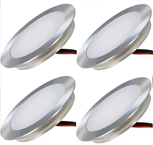 ETT Distribution GmbH 12V LED Bodenspots Ultra flach 4 x 0.5W Wandeinbauleuchten Tom 3000K Rund IP67 Einbaustrahler Trittfest Begehbar Lochausschnitt: 46mm