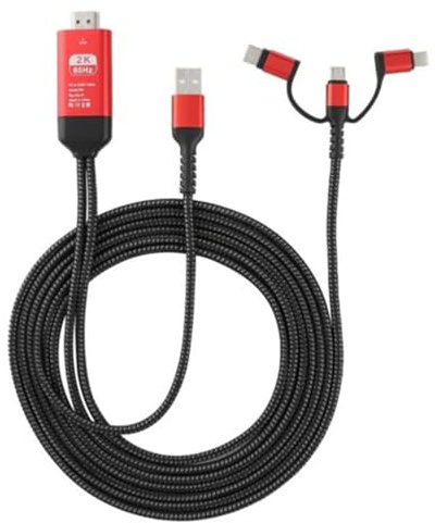 Generico CAVO MHL UNIVERSALE 3IN1 MULTIPORTA MIRRORING HDMI 2K USB PER SMARTPHONE E TV 2M