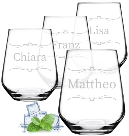 polar-effekt Gläser 4er Set für Getränke mit personalisierter Gravur - Trinkglas 425 ml mit Namen - Geschenke für Frauen und Männer - nachhaltig BPA-Frei