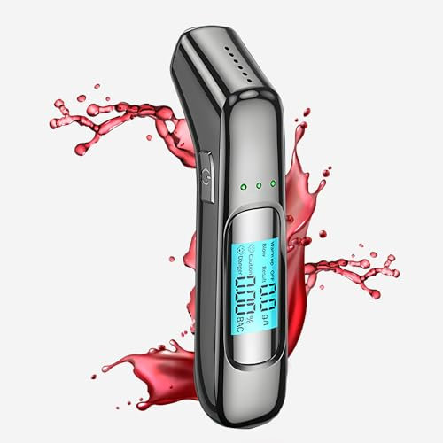 Guishop-EU Etilometro Portatile Certificato,Alcol Test con LED ad Alta Definizione e Chip ad Alta Sensibilità,2024 Ultima Tecnologia,Adatto per Uso Domestico e Professionale,Nero