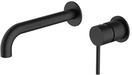 Wasserhähne , Moderner, an der Wand montierter Badarmatur aus schwarzem Messing, verstecktes Design, Zweiloch-Einhand-Waschtischarmatur mit doppelter Steuerung Compatible with Warm- und Kaltwasser(Mat