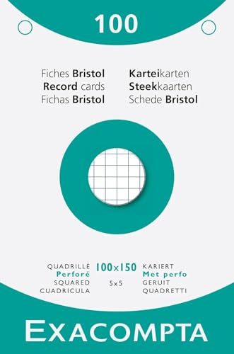 Exacompta 10 Boxen 100 Karteikarten 5x5 100 x 150 mm Weiß