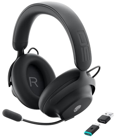 Alienware Pro Wireless Gaming Headset - Wired/Wireless, Bluetooth 5.3, 15 Minute Fast Charging, Audio Output 20 Hz, Battery Talk Time (ANC on) Up to 24 Hrs (Bluetooth), Dark Side of The Moon | 2.4GHz Radio, 50mm Graphene Drivers, Hi‑Res Audio, 20Hz‑40kHz, Transparency Mode, Dark Side of the Moon