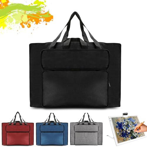 MeYuxg Bolsa de dibujo, carpeta de artista, bolso de mano, bolsa de plástico impermeable, para almacenamiento de suministros de arte, paquete de pintura para estudio y bocetos al aire libre, Negro