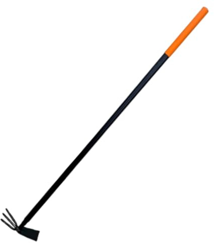 pokm toolsmarket - 3-Zinken Doppelhacke mit Metallstiel – Robuste Gartenhacke 2in1 zum Jäten & Bodenlockern – 115 cm Länge - Hergestellt in der EU