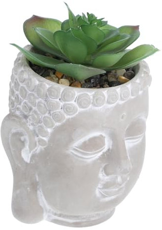LIOOBO Kleine Buddha-Statue Aus Zement Für Außenbereich Gartenskulptur Mit Dekorativen Elementen Robuste Buddha-Figur Für Garten Und Hofdekoration