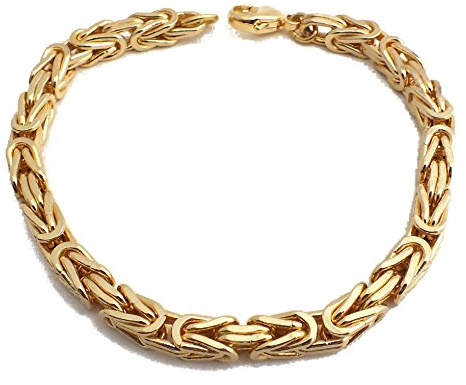 Tendenzalia Bizantiner Königsarmband quadratisch original italienische Kette 18kt Gold doublé 5mm breit Länge 25cm BZGY5-25