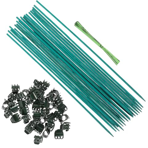 Milisten Kit de Supports pour Plantes de Jardin Ensemble de Tuteurs avec Clips de Fixation pour Fleurs Tuteurs Clips Liens Outils de Jardinage Pratiques pour Plantes Grimpantes et Potted
