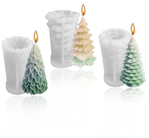 3 Stück Silikonform Weihnachten Kerzen Silikonformen Weihnachtsbaumform, Geeignet Für Diy-Aromatherapie, Kerzen Und Seifen.
