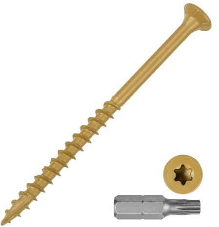 METALLIXITY 50Pcs #9x3 Deck Screws Kit Wood Screw CS Tan | Decking Screws Epoxy Coated with T25 Torx Drive Head for Wood Fence,Table,Chairs