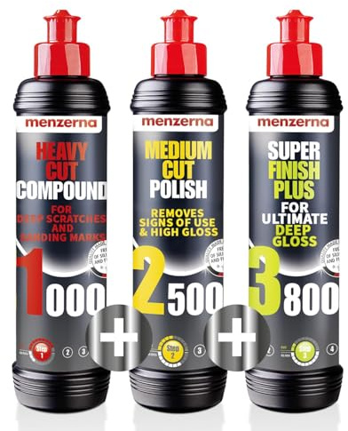 menzerna Polishing Set I HCC1000, MCC2500 & 3800 I 3-Step System | For Scratch Removal, Swirl Elimination I Mirror-Like Finish