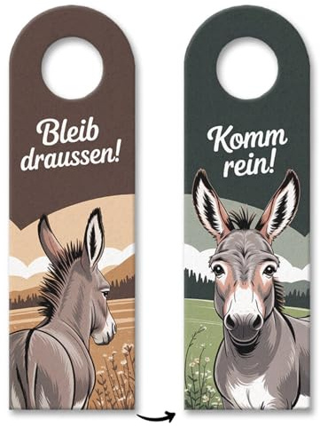 Bleib draussen Komm rein Esel Türhänger Humorvolles Esel-Türschild für lustige Willkommensnachrichten