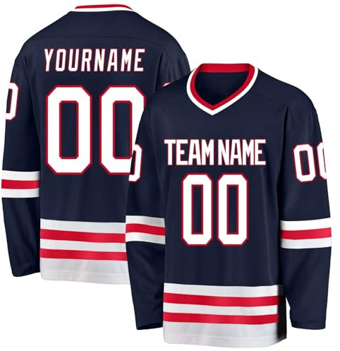 Maillot de Hockey Personnalisé, Maillot de Hockey sur Glace Personalised Manches Longues Training Clothing Personnalisé avec Votre Nom/équipe/Numéro
