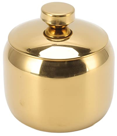 KIMISS Azucarero de Acero Inoxidable Dorado con Tapa y cuchara: Elegante Recipiente de Almacenamiento, Azúcar y Condimentos (GOLD)