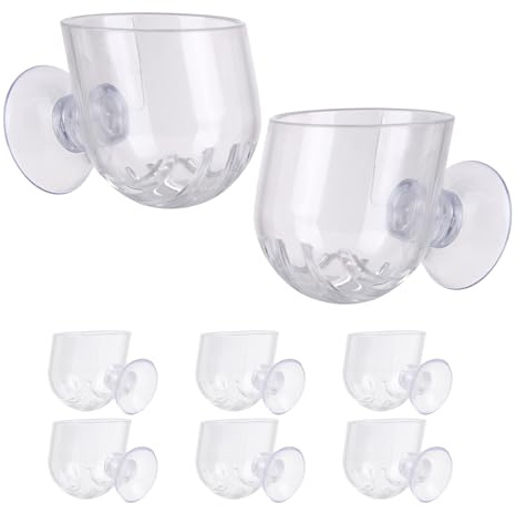 GRIRIW 8 Pièces Pot Suspendu Acrylique avec Ventouses pour Plantes Hydroponiques Vase Transparent Mural Décoratif pour Aquarium Bureau Intérieur Support Polyvalent pour Fleurs et