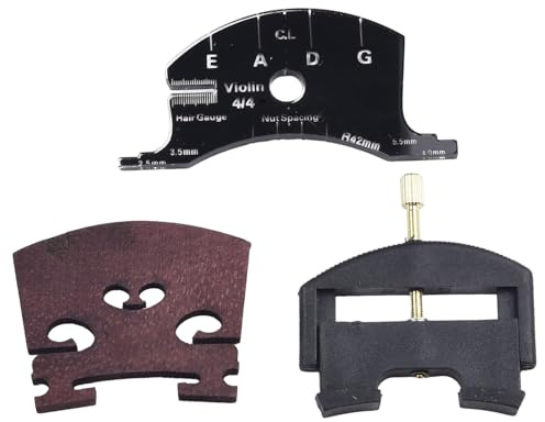 Lawnoval Juego de herramientas de puente de violín 4/4 con elevador de cuerdas, plantilla de puente y rascador de diapasón para reparación y configuración de violín B