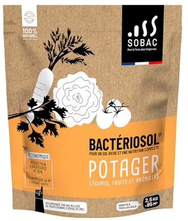 SOBAC Bactériosol Engrais Potager, Amendement Organique 100% Naturel pour Légumes, Fruits et Aromates, UAB, 2,5 kg pour légumes, fruits et aromates