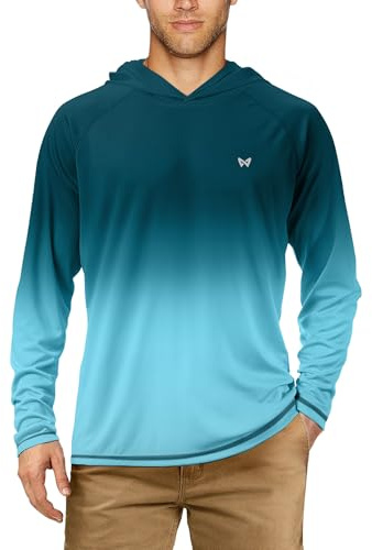 WISMBOX Herren Sun Hoodie UV Shirt Langarm, UPF 50+ Sonnenschutz Rashguard Sportshirt, für Wassersport Angeln Outdoor Sommer