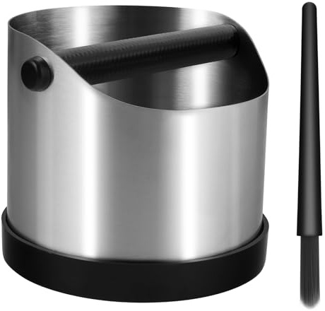 Foyucool Knock Box Café Base Antideslizante 700 ml | De Acero Inoxidable. Incluye Barra de Golpe Desmontable y Cepillo de Limpieza para Máquina de Espresso