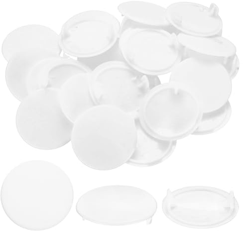 qxayxa 60 Pcs 35 mm Hinge Hole Cover Caps, White Plastic Blanking Plugs | White plastic snap‑in caps—conceal 35 mm hinge cup holes in kitchen cabinets, cupboards, and furniture; neat, durable finish.
