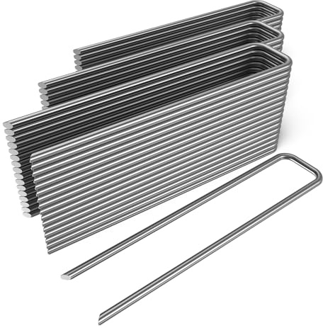VODALAND - Piquetas galvanizadas 150x31 mm | Grapas metálicas de fijación | Pack 100 Unidades | para césped Artificial, Malla antihierbas, geotextil y jardinería