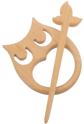 Healeved Broche en Bois pour Femmes et Filles Motif Lapin Mignon Épingle à Châle Robuste Déformation pour Foulards et Châles Usage Quotidien