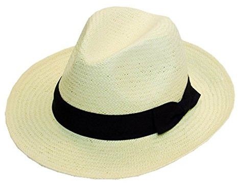 Mens Foldable Straw in Panama Shape-Style With Black Band Summer Sun Hat
