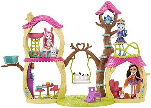 Enchantimals FNM92 Panda Baumhaus Spielset mit Puppe und Tier, inkl. Zubehörteilen, ca. 60 cm hoch, ab 6 Jahren