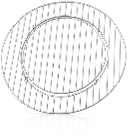 HeRo24 Griglia in acciaio inox Ø 44,5 cm con apertura centrale da 30 cm, compatibile con inserti in ghisa e griglia per pollo, robusta griglia in acciaio inox per barbecue a carbonella e griglie a