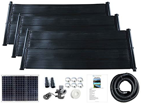 LOWENERGIE Total Solar Swimming Pool Heater Mat 20w Panel Pump Pool Hose Kit (3 MATS, 0.66 X 1.5M)