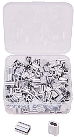 INCREWAY morsetti per fune, 200 pezzi M2 lega di alluminio morsetto manicotto a crimpare per cavo metallico e cavo corda boccole
