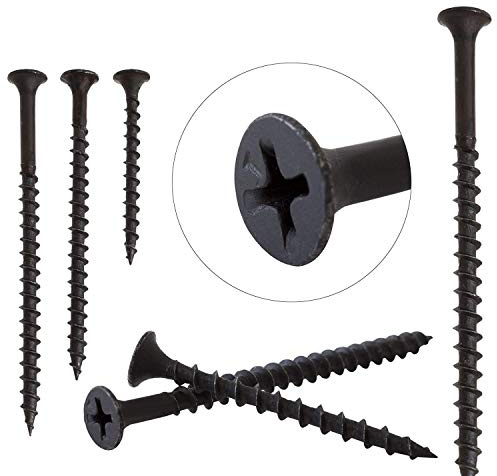 Merriway (BH06764 (45 st) buggelhuvud grov gänga gipsskruvar, svart fosfat 32 mm x 4,0 mm (8 x 1,1/4 tum) – paket med 45