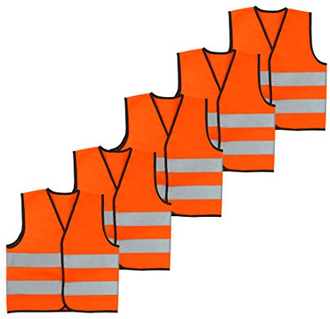 AIEOE Kids Reflective Vest High Visibility Breathable Vest Bright Color Safety Vest Lightweight Traffic Vest Construction Worker Vest Orange with Reflective Straps 5PCS