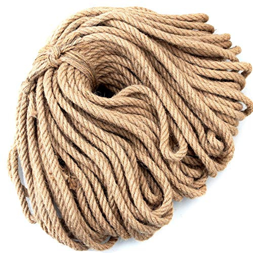 164 Ft x 10 MM Natural Jute Twine, 3/8” Heavy Duty Hemp Rope, Best Jute Rope Cat Scratch Scratcher and Decoration, Strong Burlap Cord for DIY Crafts Gardening Hammock Home Decorating Gift Wrapping