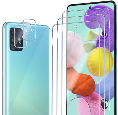 ELYCO Schutzfolie kompatibel mit Samsung Galaxy A51 für Panzerglas, 3 Stück Panzerfolie & 3 Stück Kamera Schutzfolie, 9H Härte Anti-Kratzer Panzer Schutz Glas, Displayschutzfolie & Kameraschutz