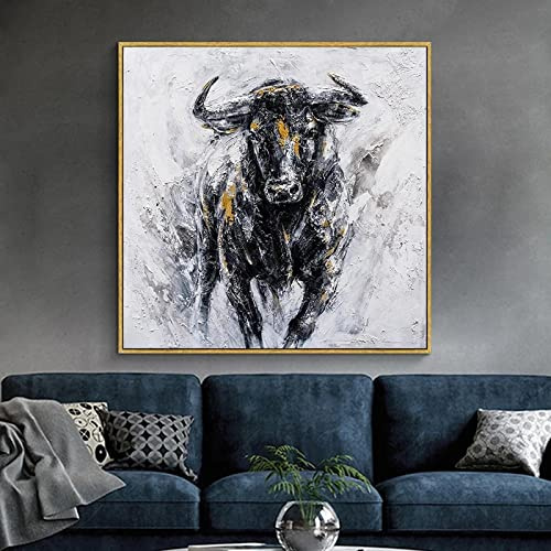 Lienzo impreso abstracto Corrida de toros Pintura al óleo Carteles e impresiones Ganado Arte de la pared Imágenes Sala de estar Decoración de la oficina 80x80cm (31x31in) Sin marco