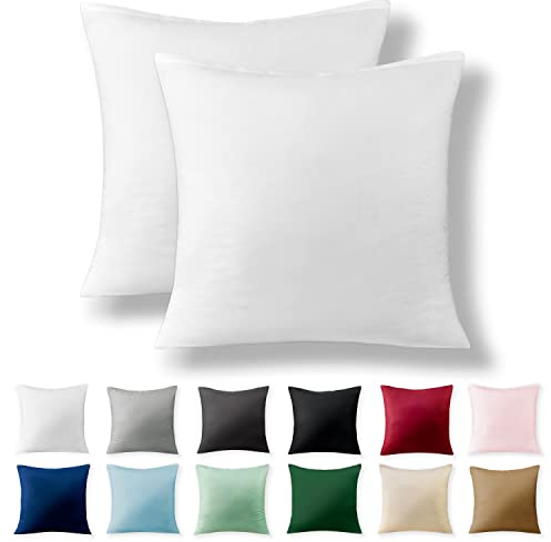 Alreya 2er-Set Renforcé Kissenbezug 60 x 60 cm - 100% Baumwolle mit Reißverschluss, Superweicher Kopfkissenbezug 60x60, Kissenhülle, Weiß, nur Kissenbezug
